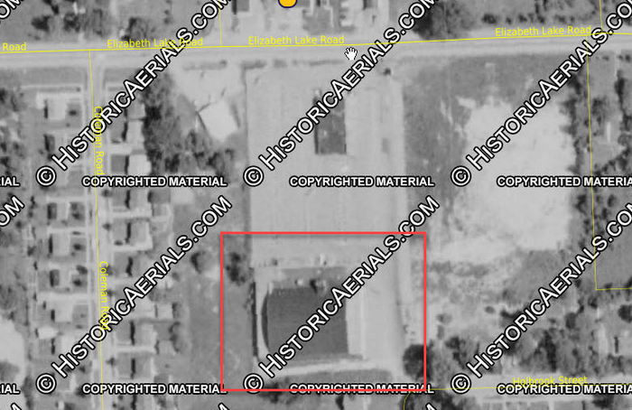 Firebird Lanes (Huron Bowl, JBs Lounge) - 1964 Aerial Photo (newer photo)